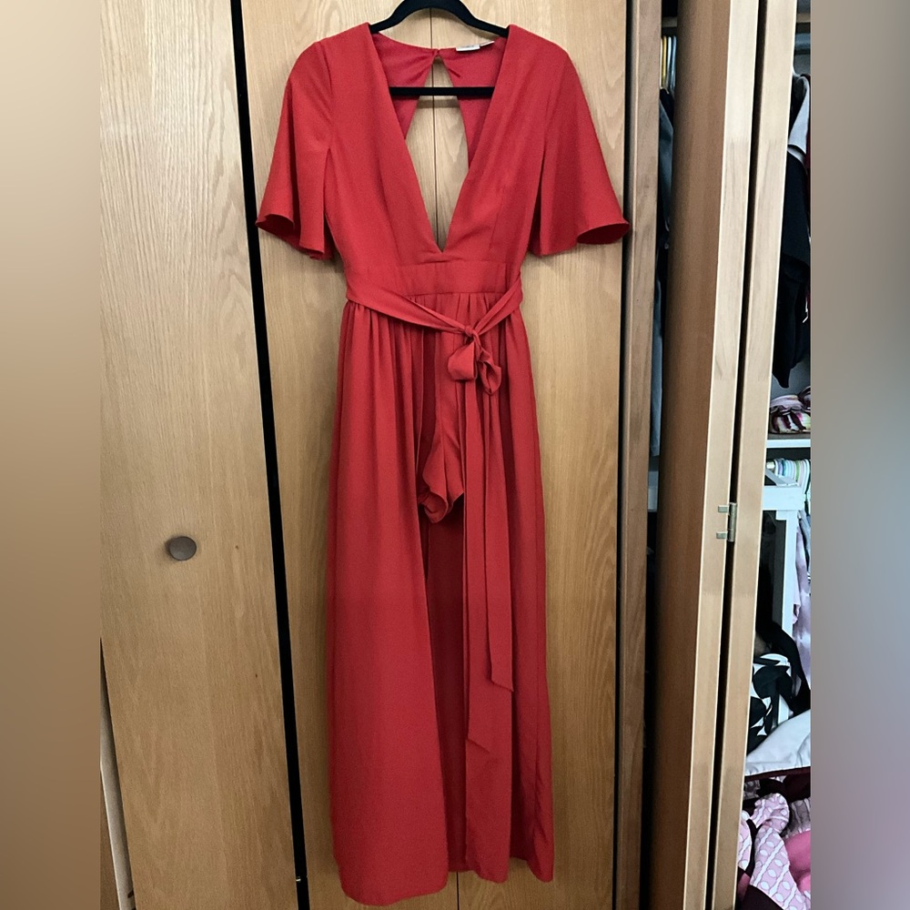 Daytrip Red Flutter Sleeve Wrap Maxi Dress